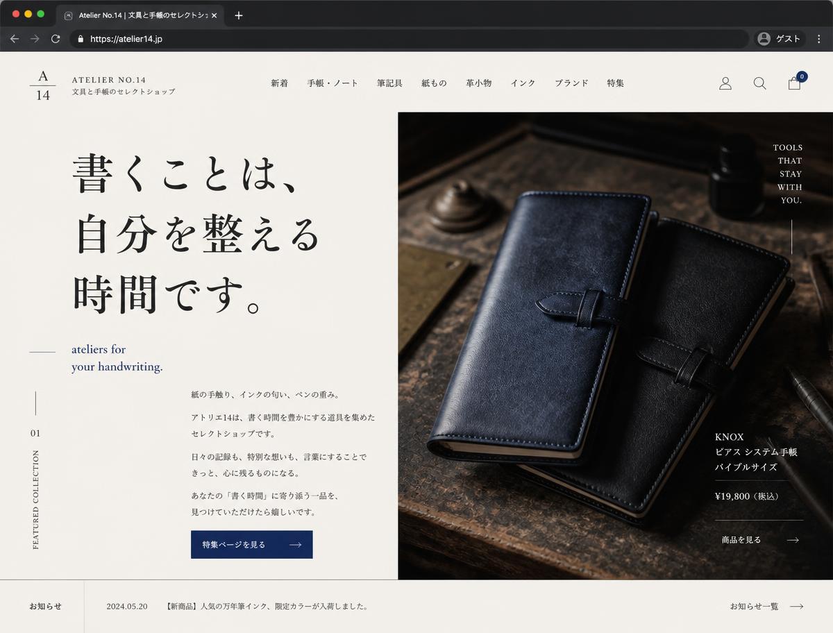アトリエ・エディトリアルスタイルのShopifyストア例