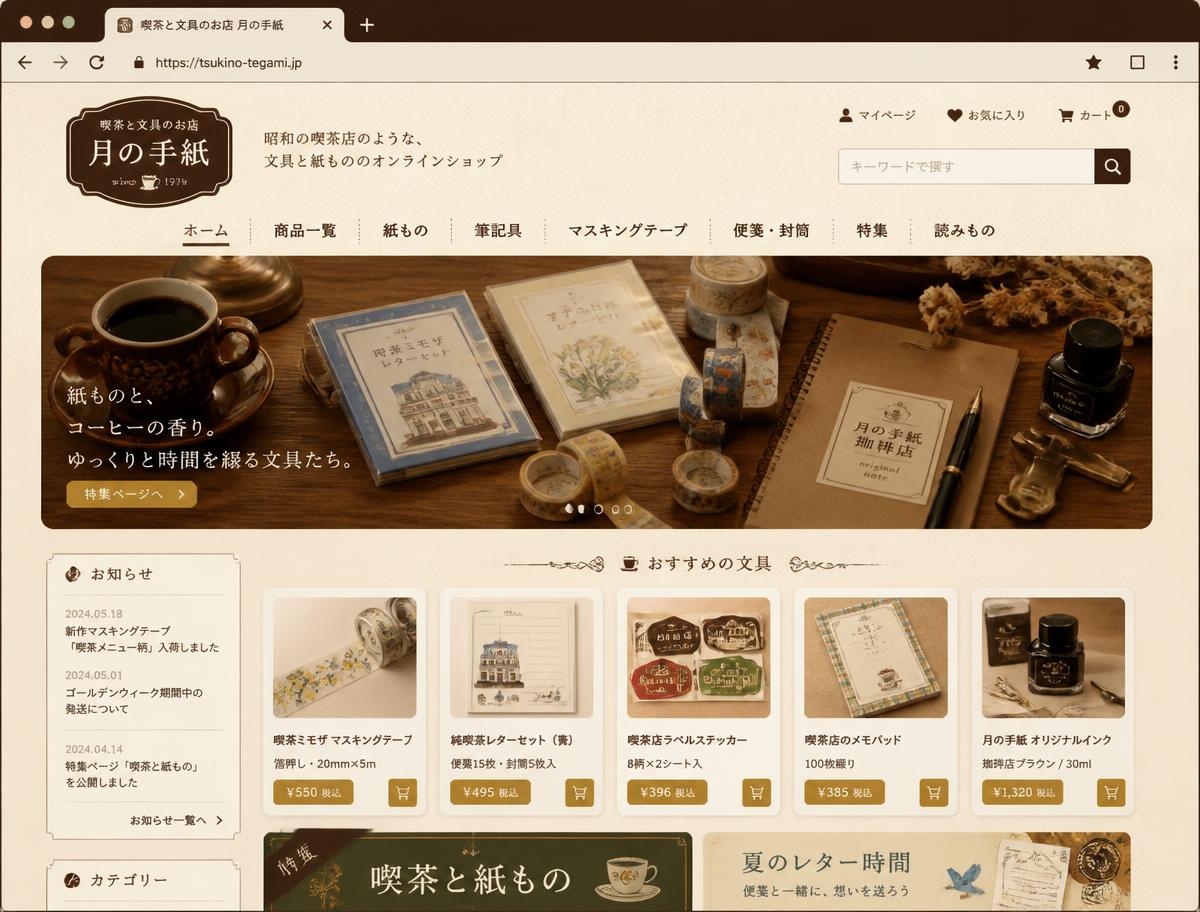 喫茶スタイルのShopifyストア例